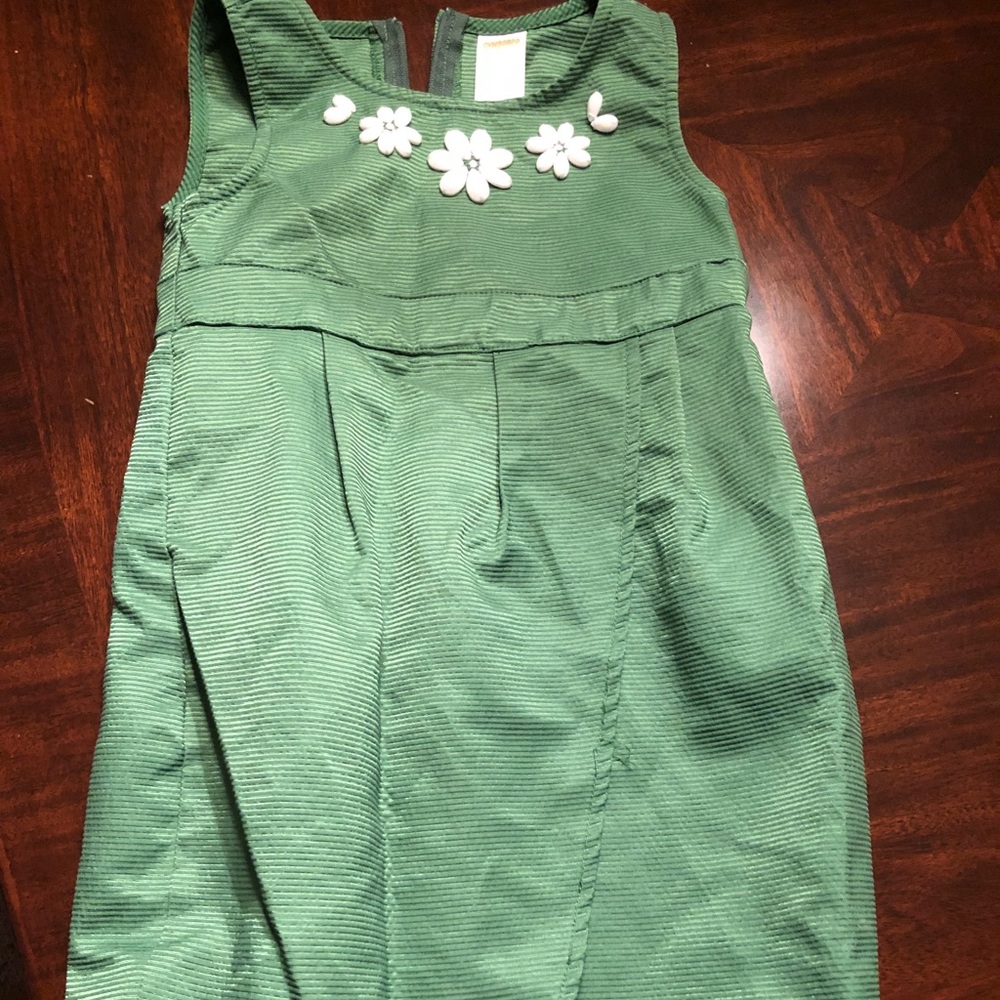 Gymboree green dress with white beads